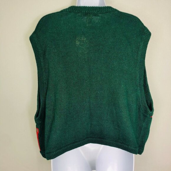 Vintage Bryn Connelly Sweater Vest Womens 2X Green Christmas New Teddy Bears - Picture 5 of 7
